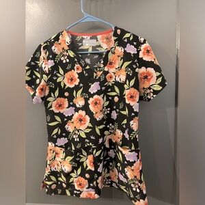 Med Couture Small Floral Scrub Top